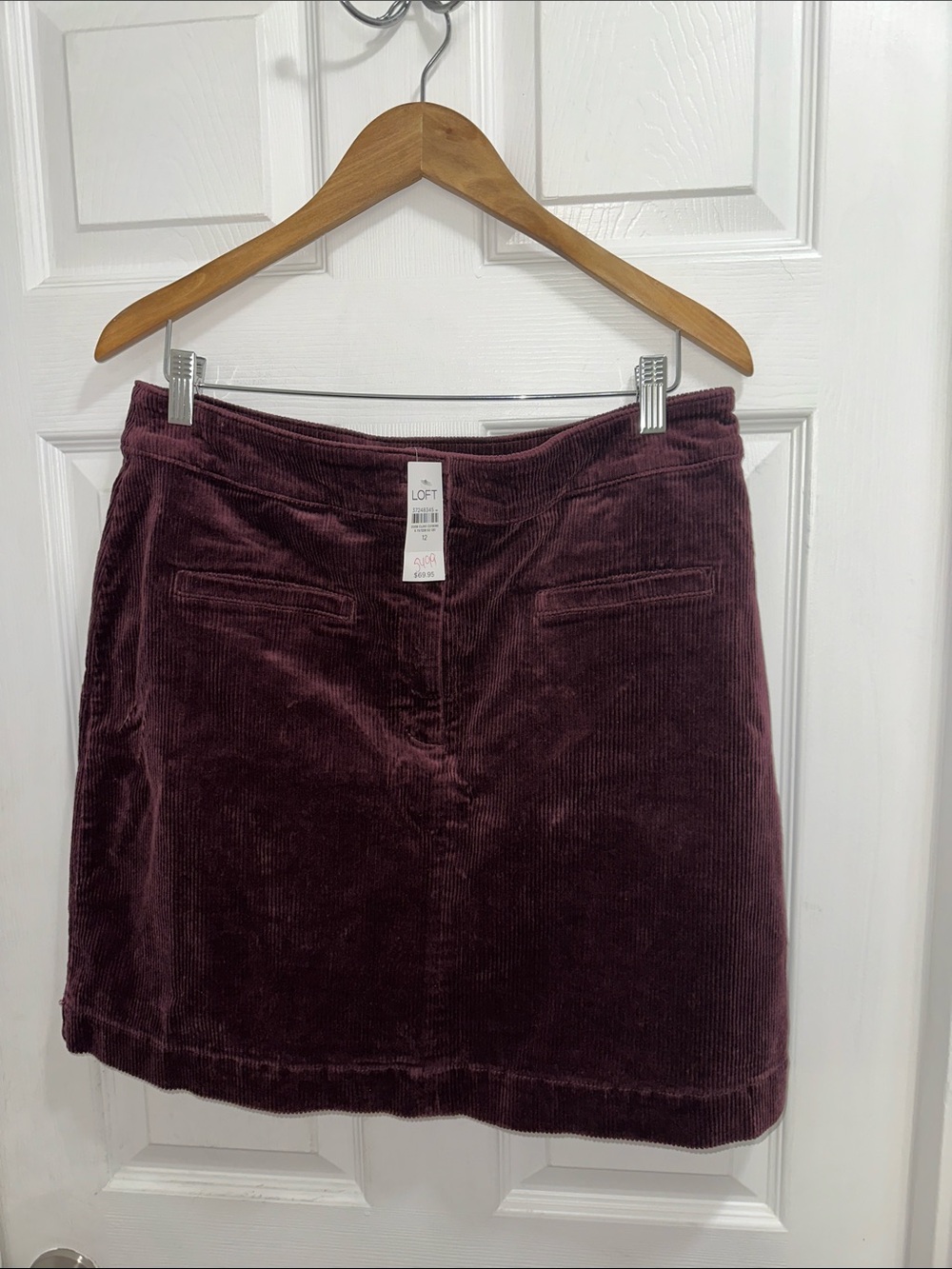 LOFT Corduroy Mini Skirt in Burgundy Plum